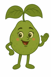 Anela Guava character with soft pastel hues representing sweetness and kindness